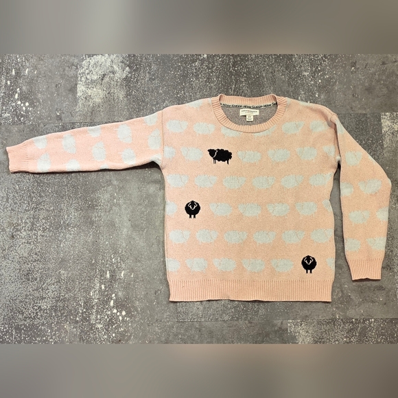 Parkhurst Sweaters - Parkhurst Pink Black Sheep Pattern Crewneck Sweater